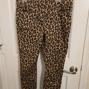 Signature by Levi Strauss Tan and Black Animal Print Pull On Pants